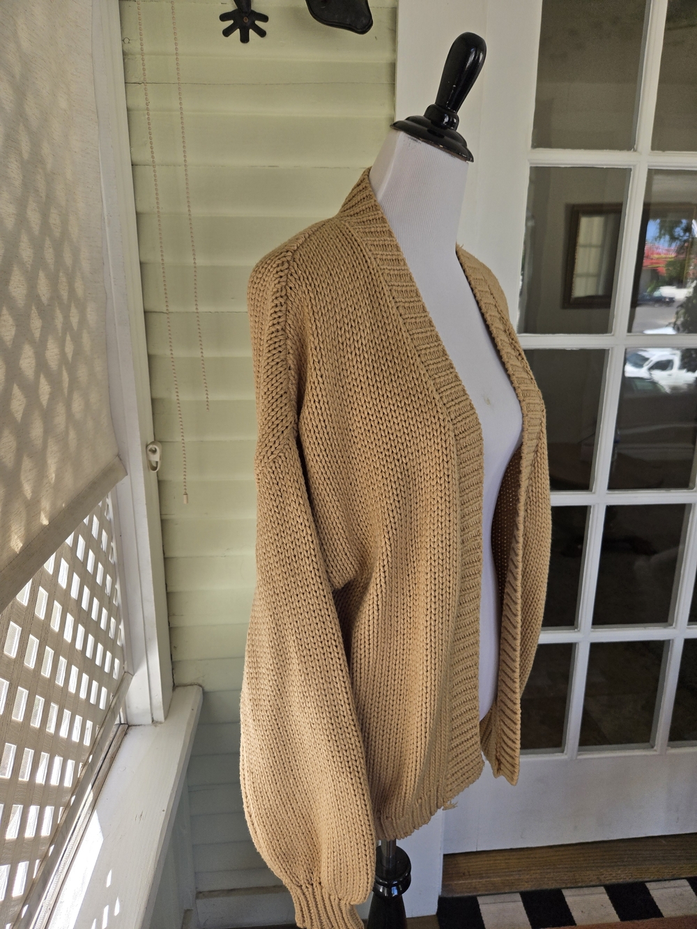 Open-Front Knit Cardigan Sweater - Camel - Picture 2 of 7